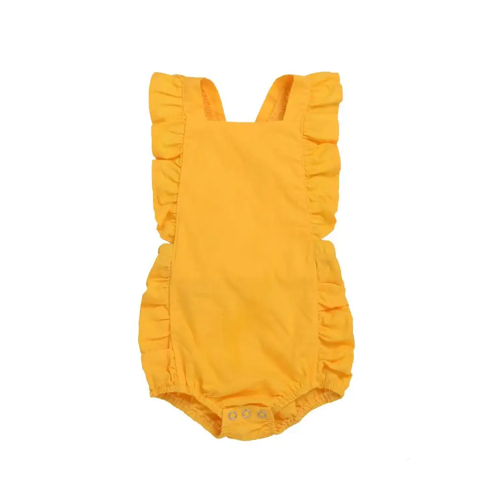 

Newborn Baby Girl Ruffled Solid Color Sleeveless Backless Romper Jumpsuit Outfit Sunsuit Baby Girls Toddler Jumpsuit