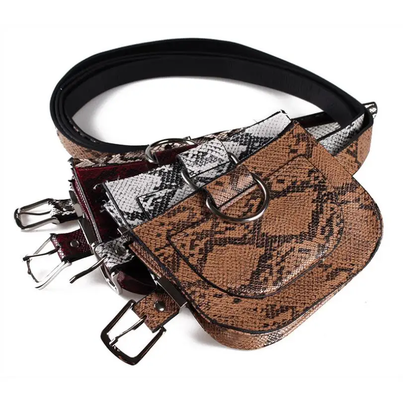 

Snake Print Ring Detail Belt Bag