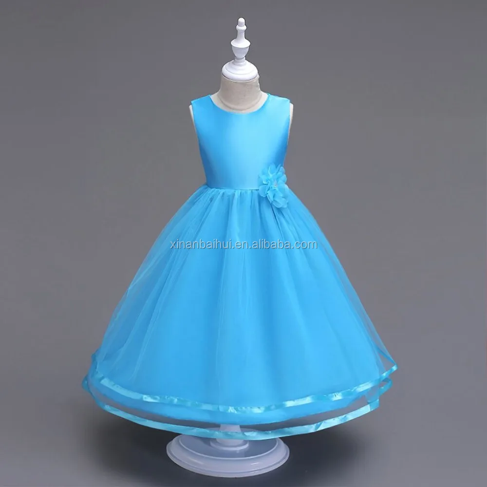 

European Flower Girl Dress Children's birthday evening party dress pink girl ball gown for wedding, Dark blue;purple;white;pink;sky blue;champagne;red;rose