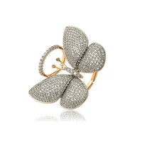 

15827 xuping pave synthetic gemstone environmental copper butterfly design luxury ring