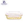 650ml flower decal design borosilicate food container pyrex glass baking dish GB13G14170B-HCS-263A