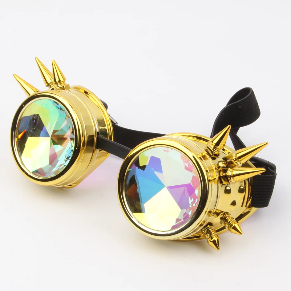 

Fashionable gold dust protection goggle sunglasses, kaleidoscope lens steam goggles motorcycle