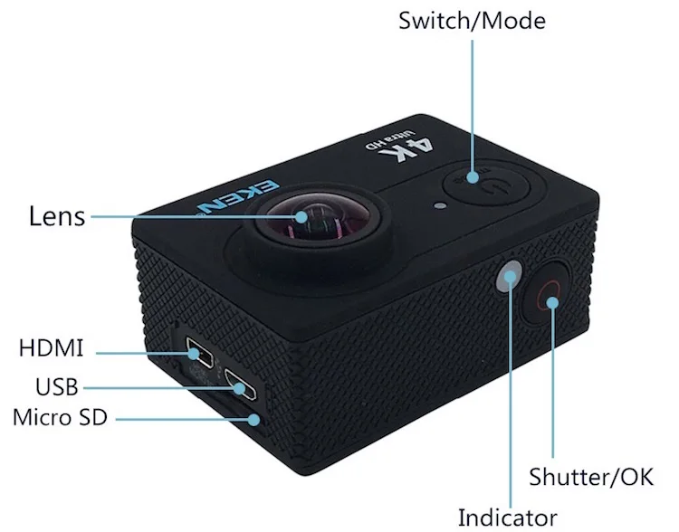 Original Eken H9 4k Action Pro Hd Video Camera 720p Waterproof Dv