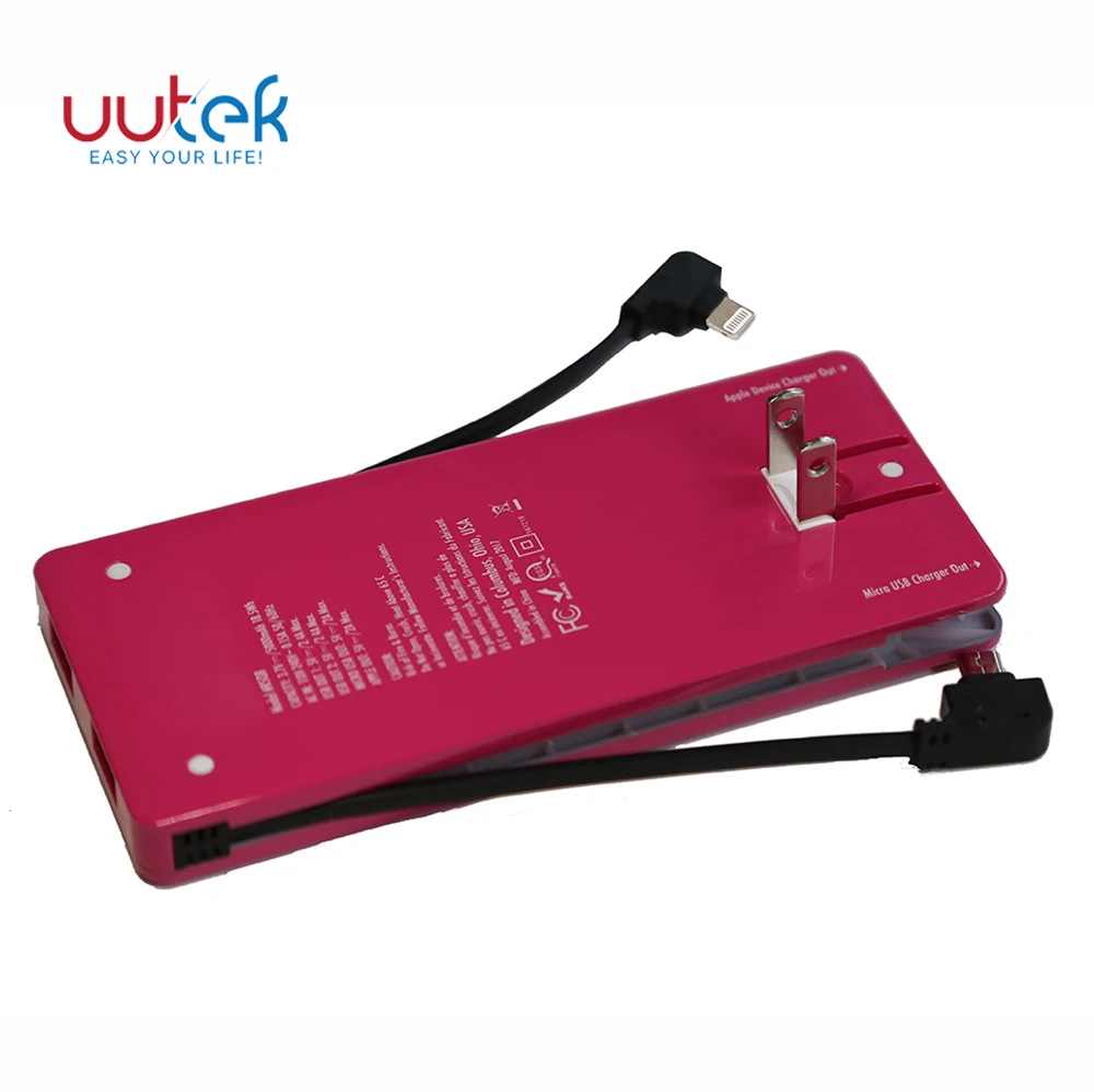 

Professional high quality 3-in-1 built-in cable 5000mAh portable power bank UUTEK RSQ8