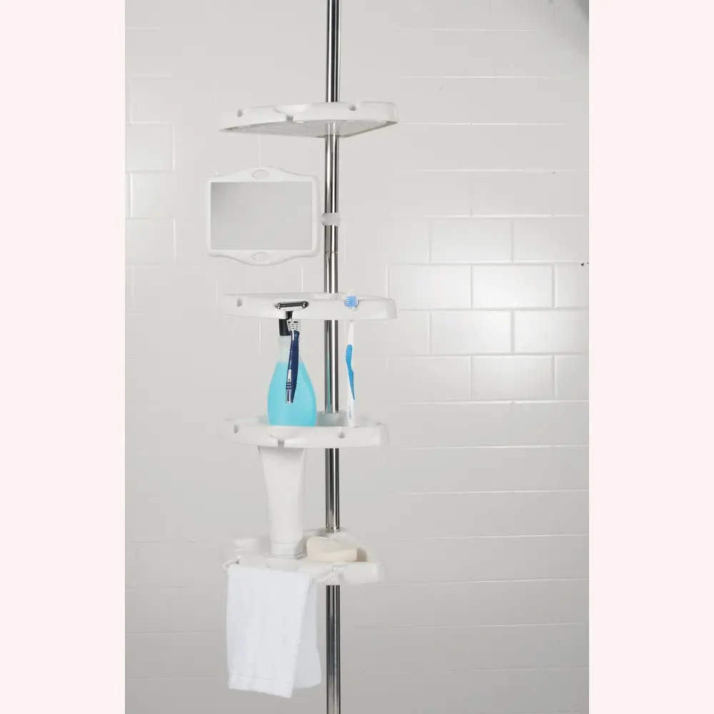 
4-tier corner shelf with mirror basket bath shelf 