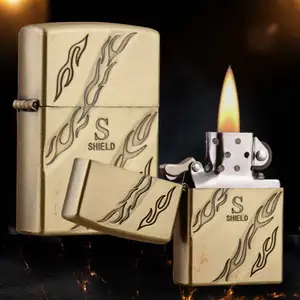 Image of 6027a china yanzhen factory direct bronze embossed windproof oil lighter customized wholesale