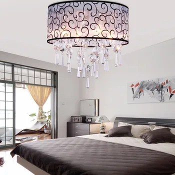 Modern Crystal Chandelier Interior Light Drum Flush Mount Ceiling
