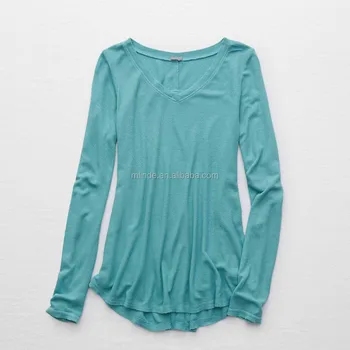 China Custom High Quality Famous Brand Long Sleeve V Neck Cotton