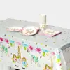 Magic Unicorn Forms with Colorful Fantasy Cloud and Rainbow Pattern Unicorn Home and Kids Decor Rectangular Tablecloth