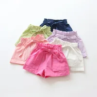 

blank color summer baby girl shorts with pocket fashion kids shorts pants for 1-8 years