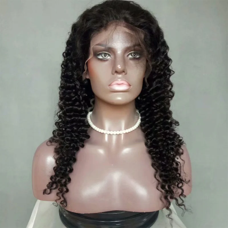 

brazilian deep wave curly lace front wig with baby hair china wig supplier for curly human hair wig