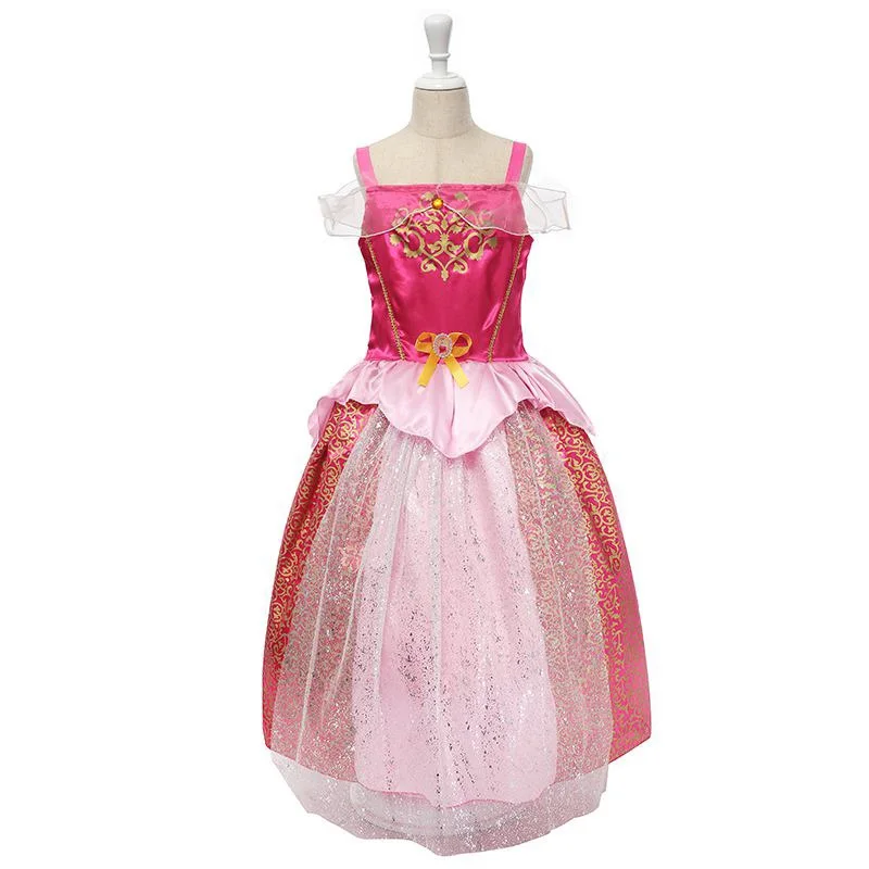 

Girls Sleeping Beauty Dress Kids Summer Princess Cosplay Costume Fantasy for Kids Carnival Halloween Birthday Party, Red