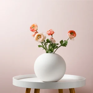 Image of APHACATOP Big Size Round Ceramic Flower Vase for Home Decor Living Room In White