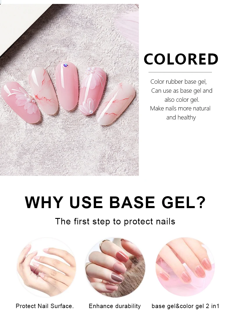 Nail Supplies Rubber Base & Color Gel 2 In 1 Nail Polish Uv Gel Polish ...