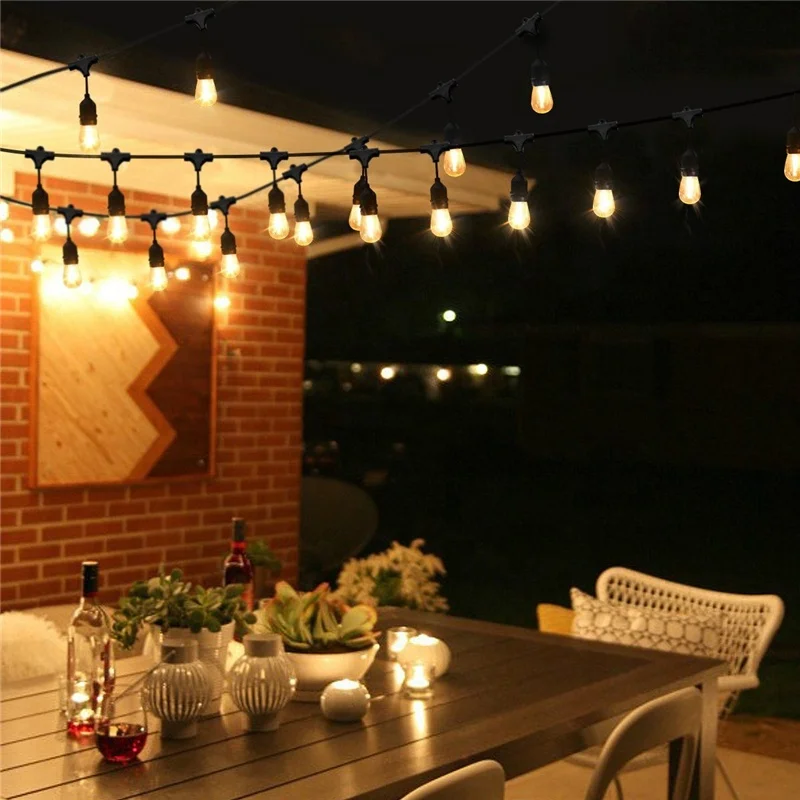 
10M 15M 20M 100M outdoor waterproof patio string lights socket e27 festoon lighting 