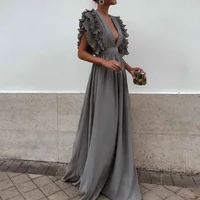 

High Quality Long Evening Dress Women Deep-V Plus Size Summer Sexy Empire Cut dresses 2019