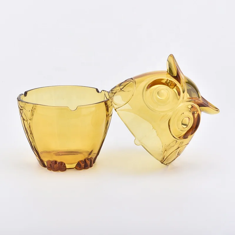 Luxury customized oval owl-shapecandle vessel glass candle holder wedding centerpieces