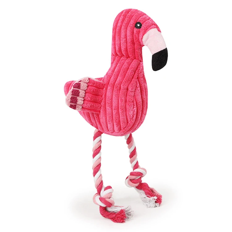 stuffed flamingo dog toy