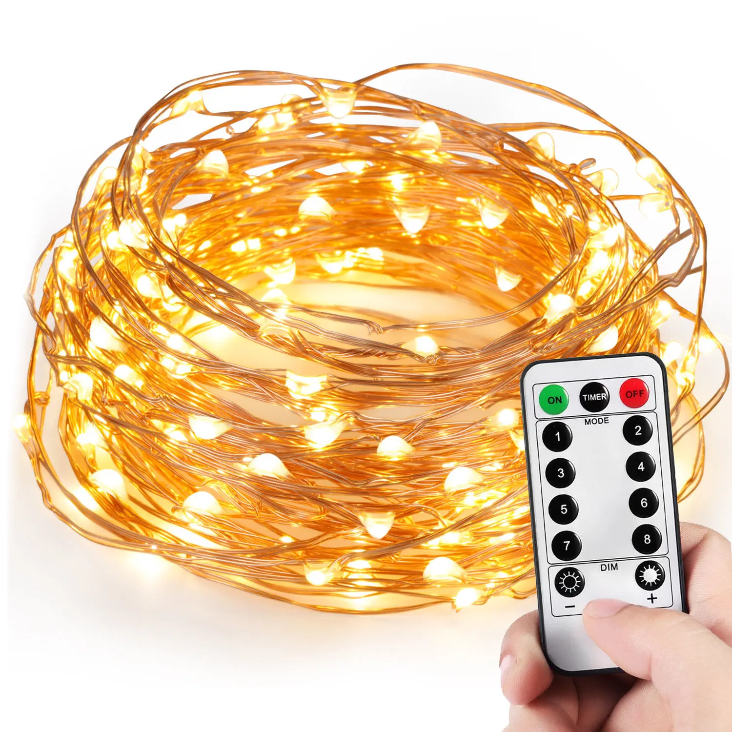 5M 10M Waterproof Remote Control Fairy Lights Battery Operated  8 Mode Timer String Copper Wire  LED string light