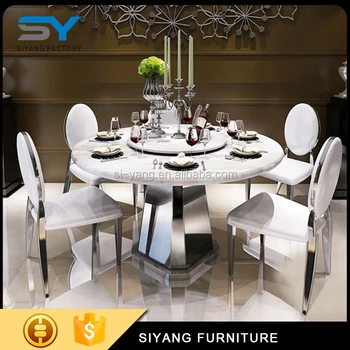 Round Pedestal Rotating Stainless Steel Dining Table Set Ct016 Round Pedestal Rotating Stainless Steel