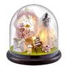 Diy cabin manual assembly transparent cover model villa creative music box