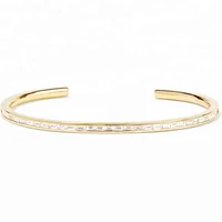 

Silver baguette diamond cuff bangle bracelet, 14k gold vermeil bangle models design