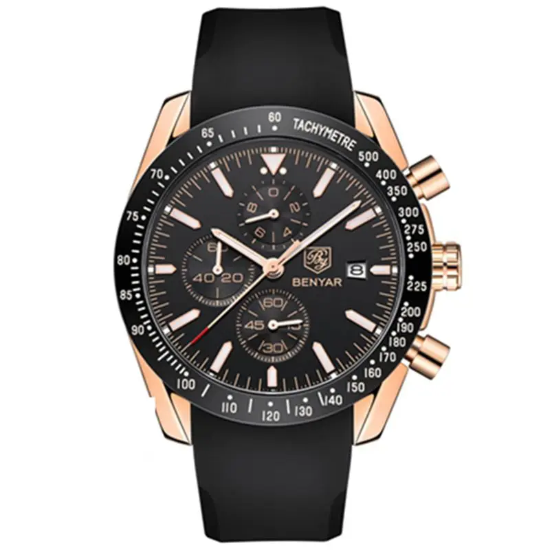 

BENYAR Brand Chronograph Watch Men Silicone Strap Sport Watches for Men 2019 Fashion Quartz Wristwatch Relogio Masculino Reloj