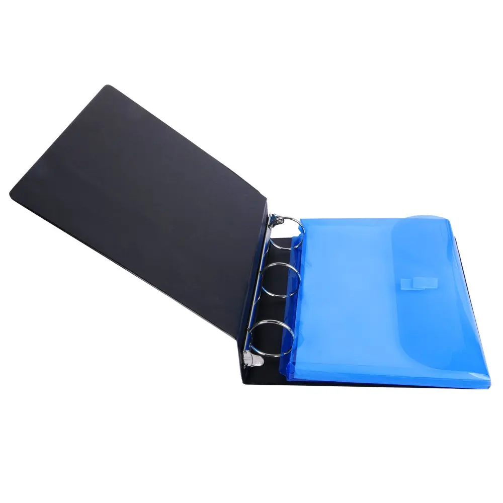 11 Holes Poly Binder Envelope Pocket With Hook & Loop Closure Clear