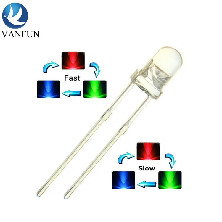 China supplier epistar chips transparent led diodes 5mm rgb 2 pins through hole light emitting diode use for luminous toy