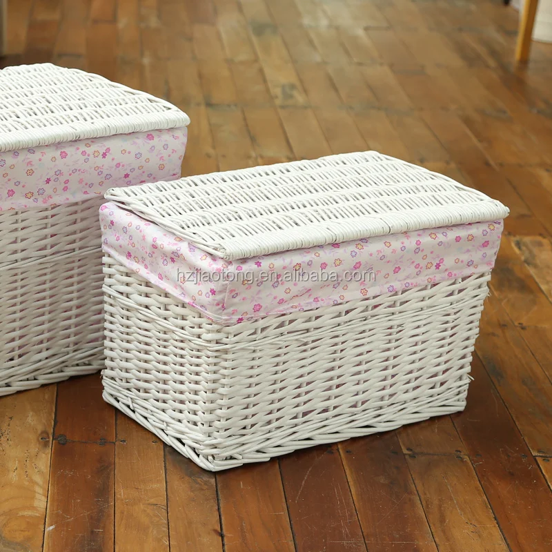 white wicker storage baskets with lids