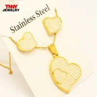 

Wholesale Stainless Steel Pearl Butterfly Heart Necklace Pendant Stud Earring Jewelry set 45cm Chain