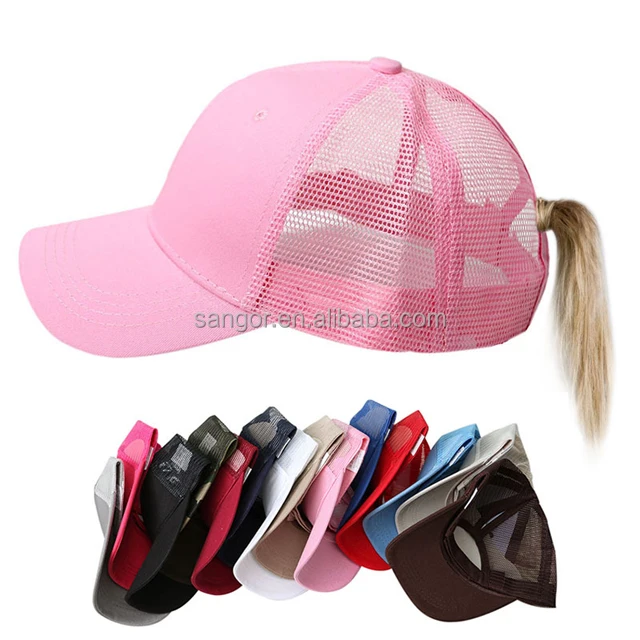 

Personalized Free Shipping Solid Cotton Ponytail Baseball Cap, Multi colors