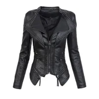 

Gothic Faux Leather PU Jacket Women Winter Autumn Motorcycle Jacket Black coats Outerwear Y11284