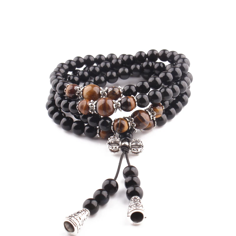 

Buddhist Bracelet  Obsidian Multi Layer Winding Spirtual Bracelet, Black