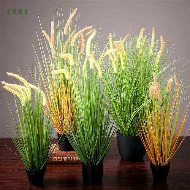 

K-3019 High Quality  Artificial Green Bristlegrass Flowers Pot For Home Decoration, Wheat,white,green