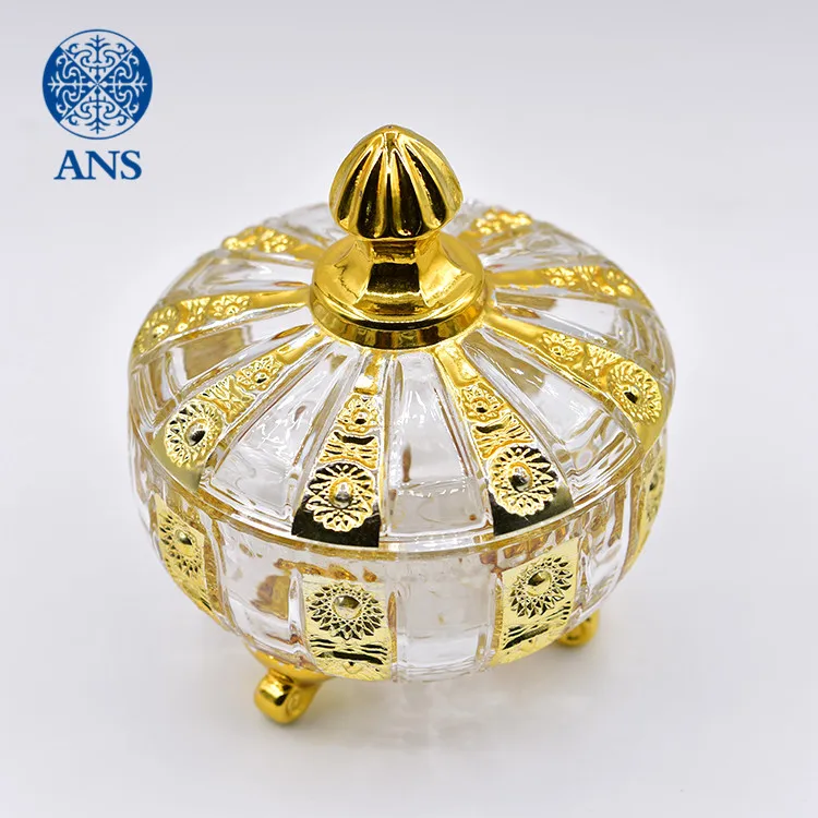 wholesale Transparent Favors Mini Design Crystal dish Sugar Candy pot Glass Jar for sweet With Lid