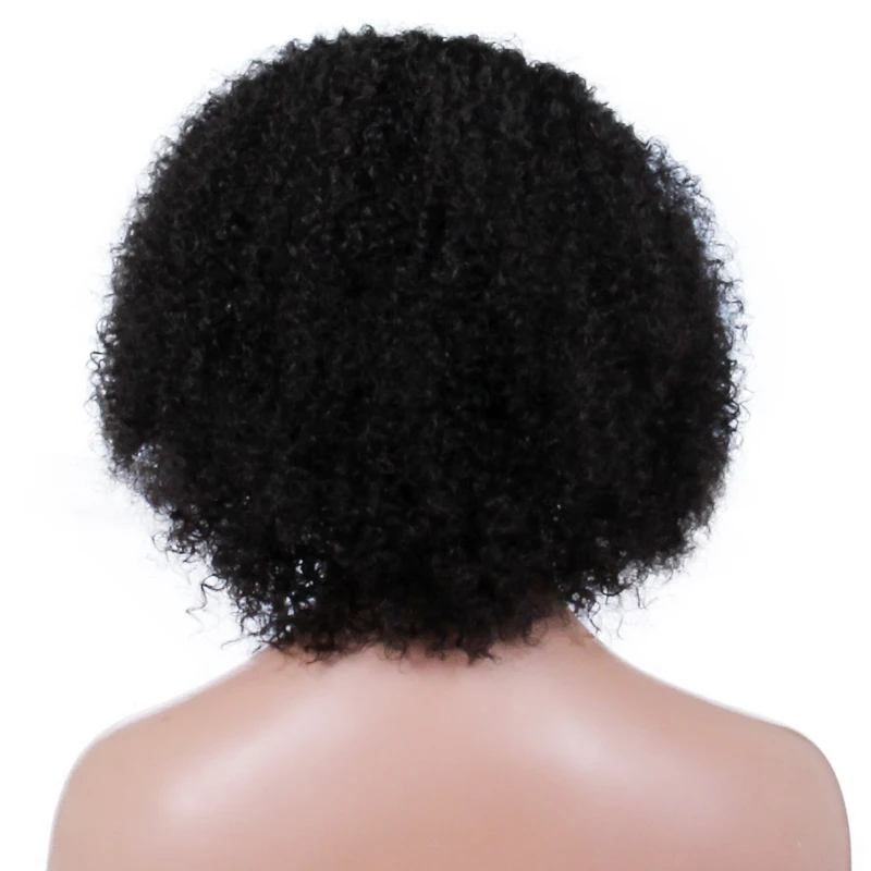 Premier Best Short Indian Remy Afro Kinky Curly Human Hair Lace Front Wig For Black Women