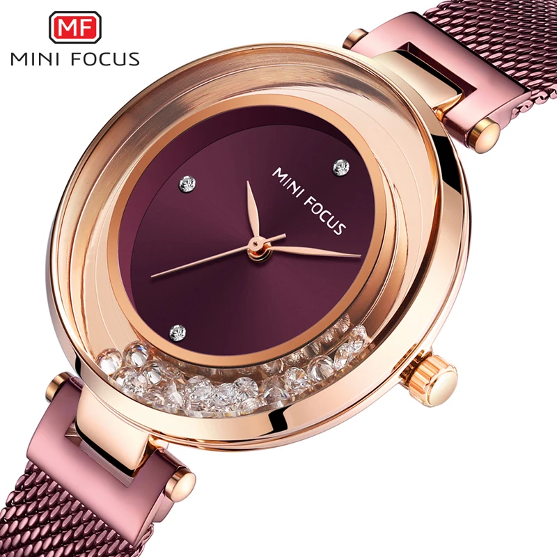 

MINI FOCUS 2019 New Fashion Luxury Ladies Watch Prism Fac Gold Steel Mesh Quartz Women Watches Top Brand Clock Relogio Feminino