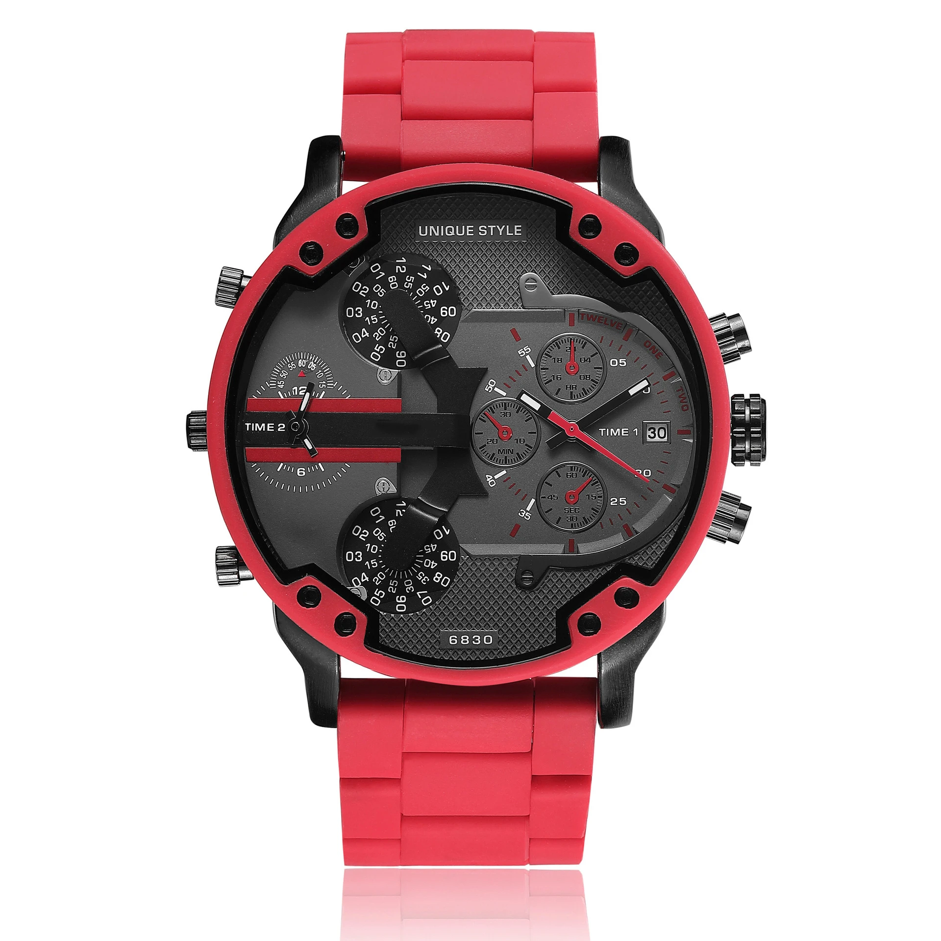 

Brand watch men Luxury Dual Time Chronograph Big Dial Quartz Sport Wrist Watch, Mixed color