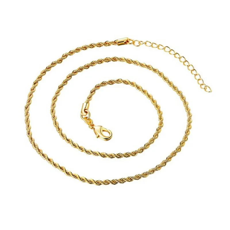 

Hainon wholesale 2018 18k gold necklace men factory oem stamped 18kgf chain stock 18 inch +5cm chains necklace for unisex, 18k gold/925 silver chains