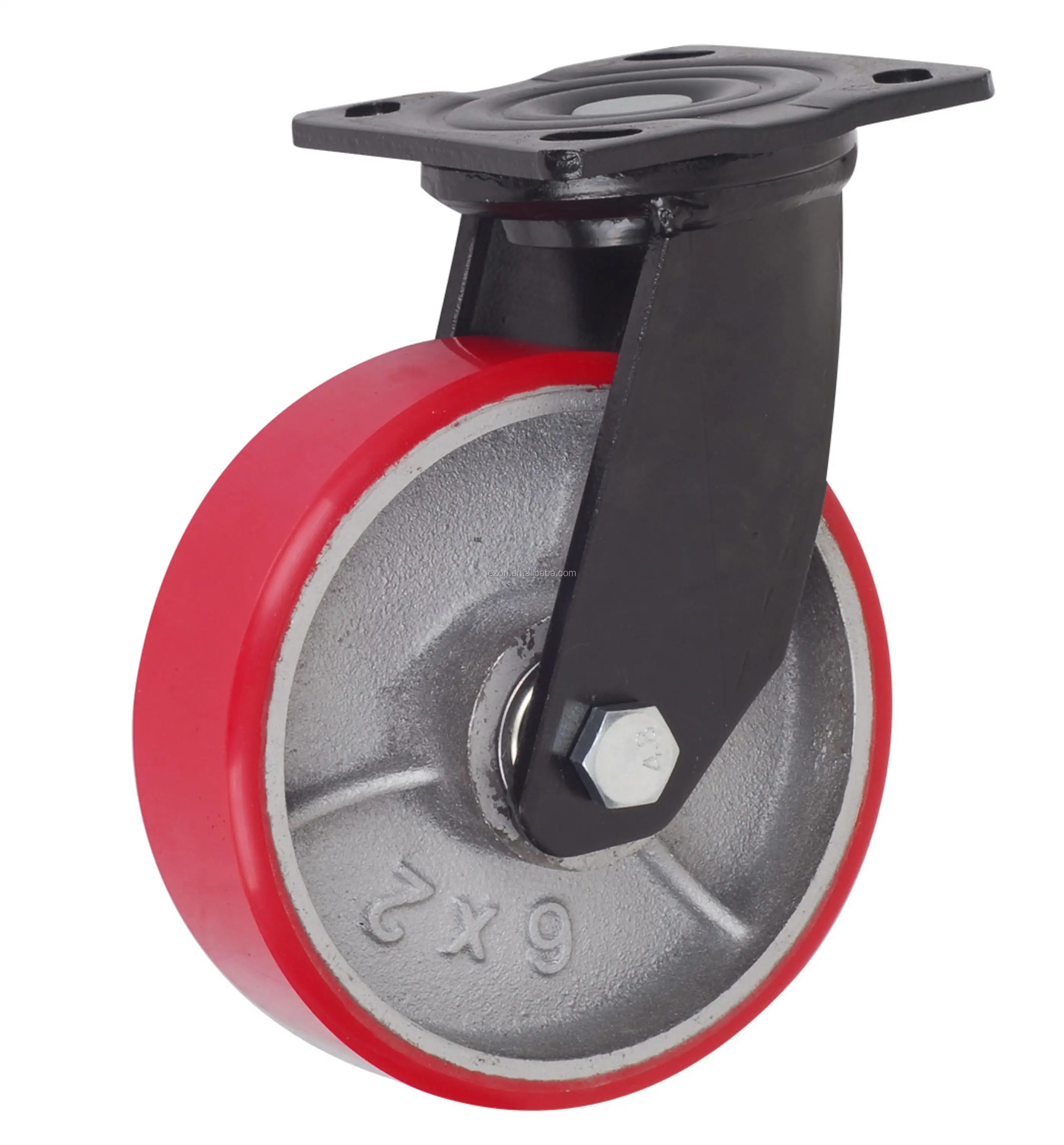 Heavy Duty Castor,Iron Core Flat Pu Heavy Duty Caster Wheel,Double Ball