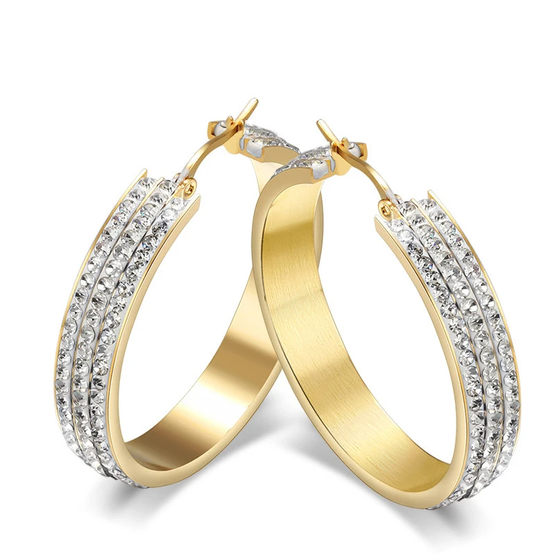 

Hot selling in Europe elegant diamond circle earrings for women