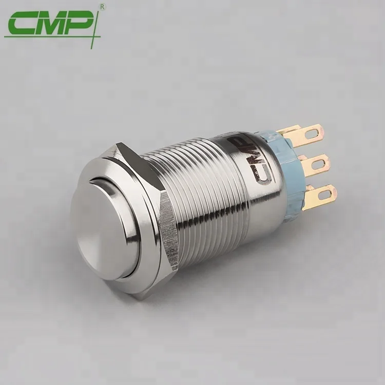 19mm stainless steel or copper plated chromium push button switch,waterproof anti-vandal push button switch
