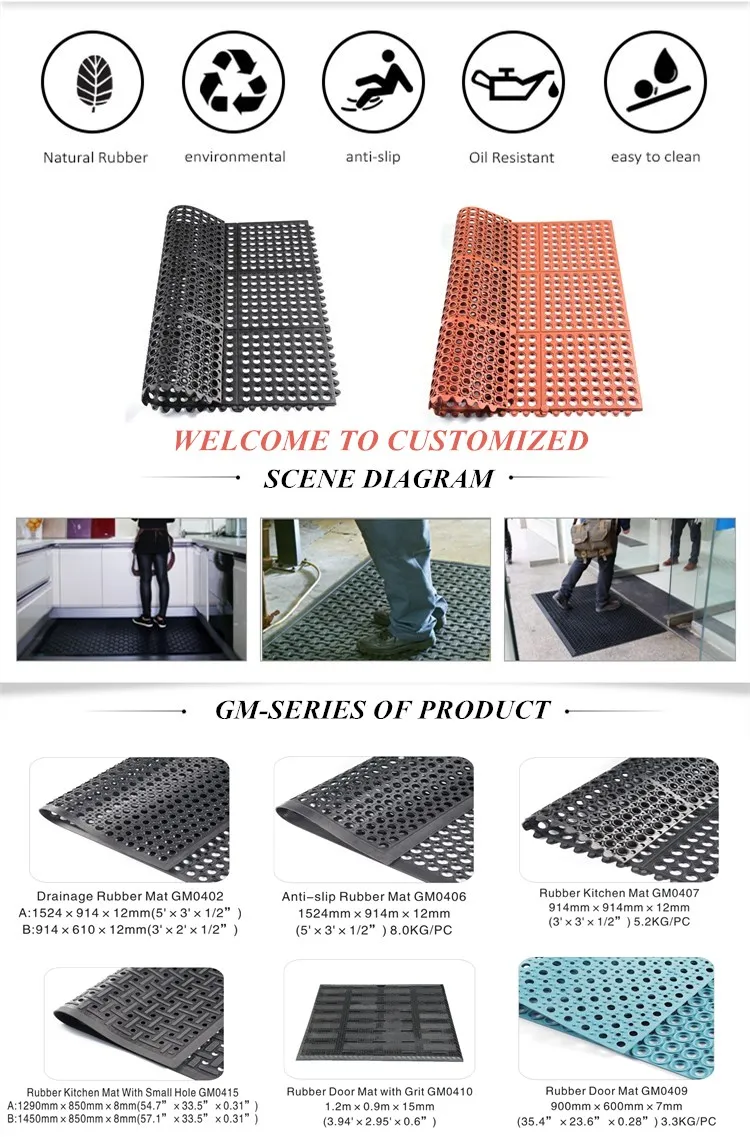 Anti Slip Rubber Hole Mat With Large Holes Grip Rubber Sheet Perforated