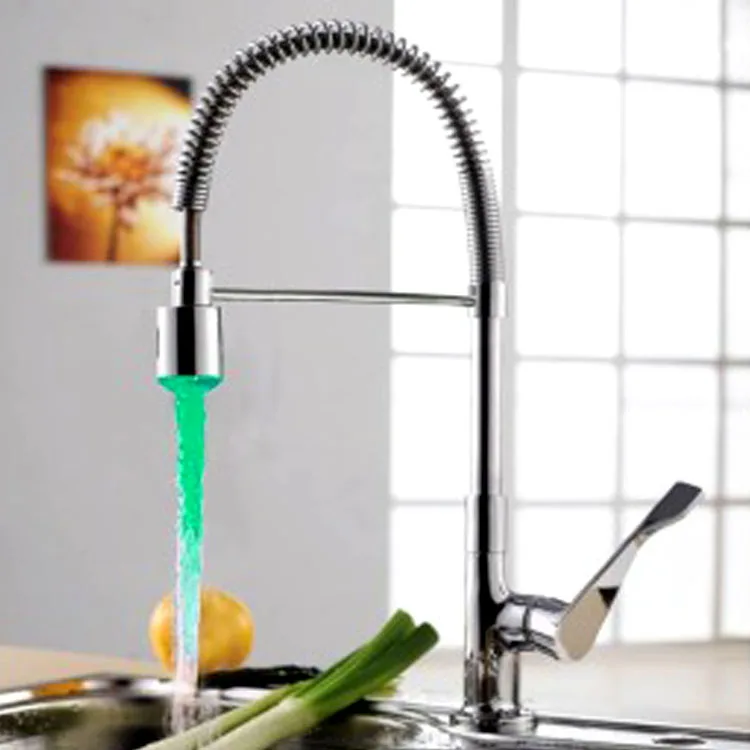 Retractable Led Kitchen Faucet Sink Swan Neck Faucet Mixer Tap