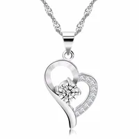 

RINNTIN ON19 for Valentine's Day Gift of girlfriend Crystal Inserted Heart Pedant Necklace Women Jewelry