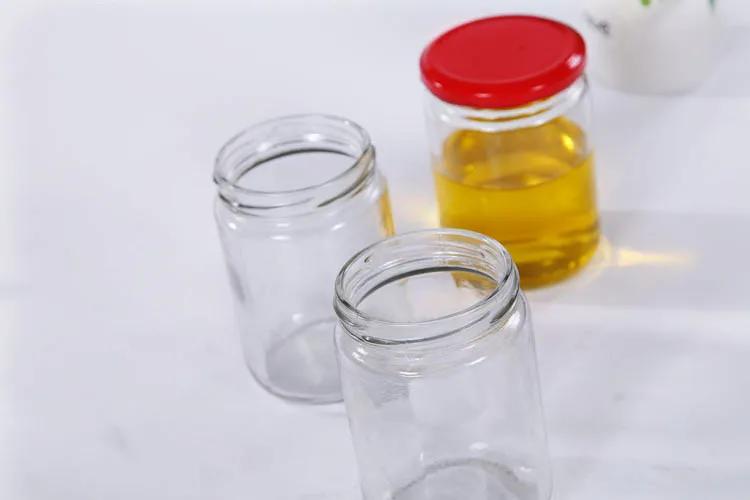 350ml Wholesale round cheap food straight side storage jar glass jam/pickles /honey bottles with cap