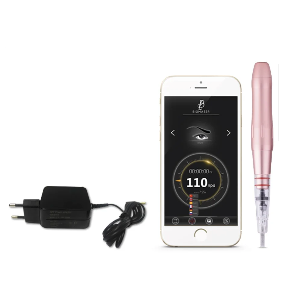 

Biomaser Permanent makeup Tattoo Machine Eyebrow E003 APP, Black and pink