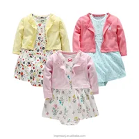 

2017 colorful printing design baby girl clothes romper and Cardigan set