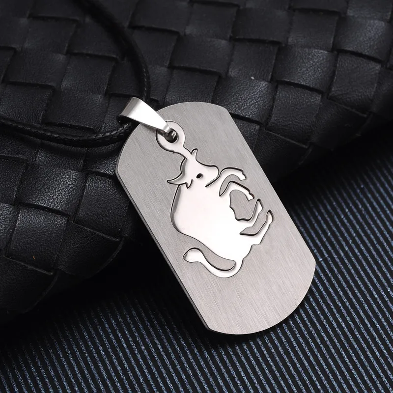 

Wholesale Men's Stainless Steel Pendant 2019 Hot Selling 12 Zodiac Pendant With leather Chain Leather Necklace, N/a